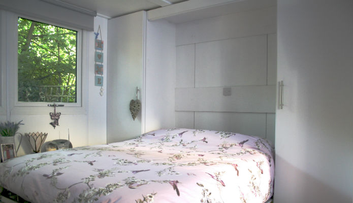 Foldaway bed used in compact granny annexe