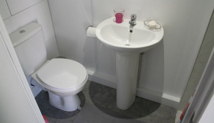 Toilet and sink within a granny annexe