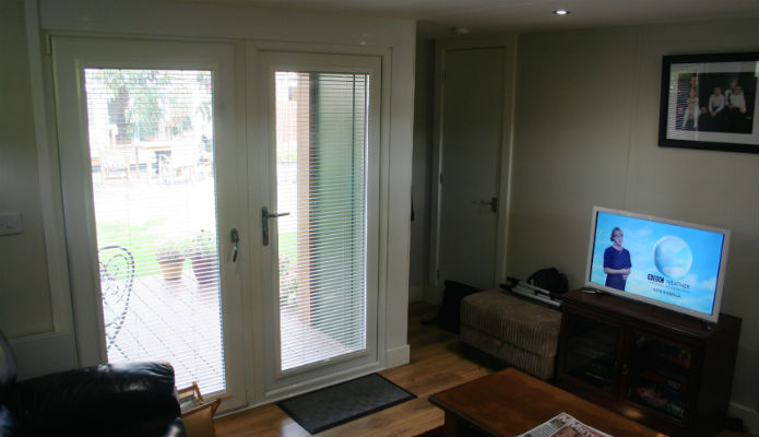 granny annexe front door and bedroom